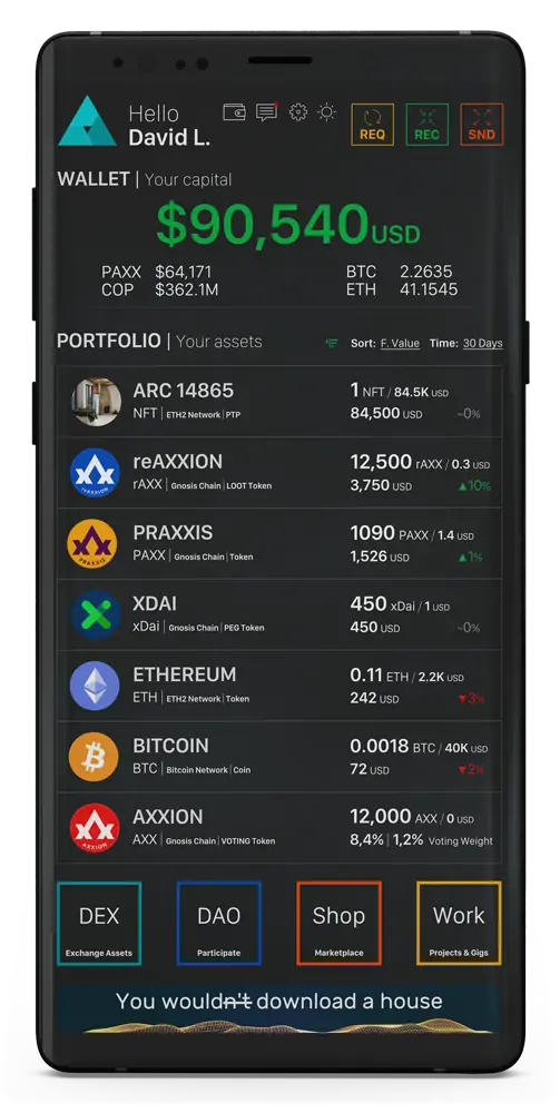 Android arcadia wallet mockup