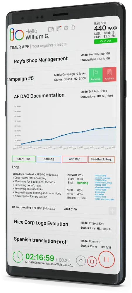 Android io timer app mockup
